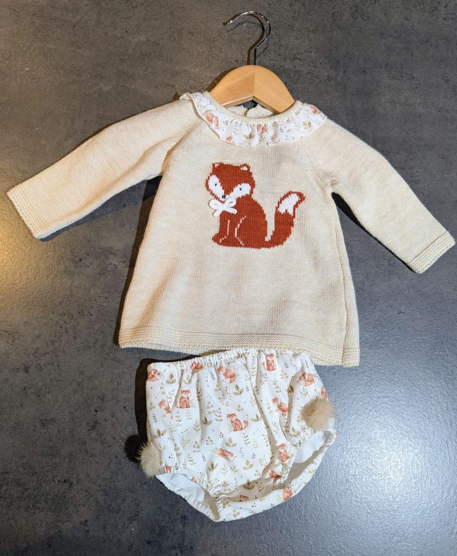 Fox Knit Top & Bloomer Set