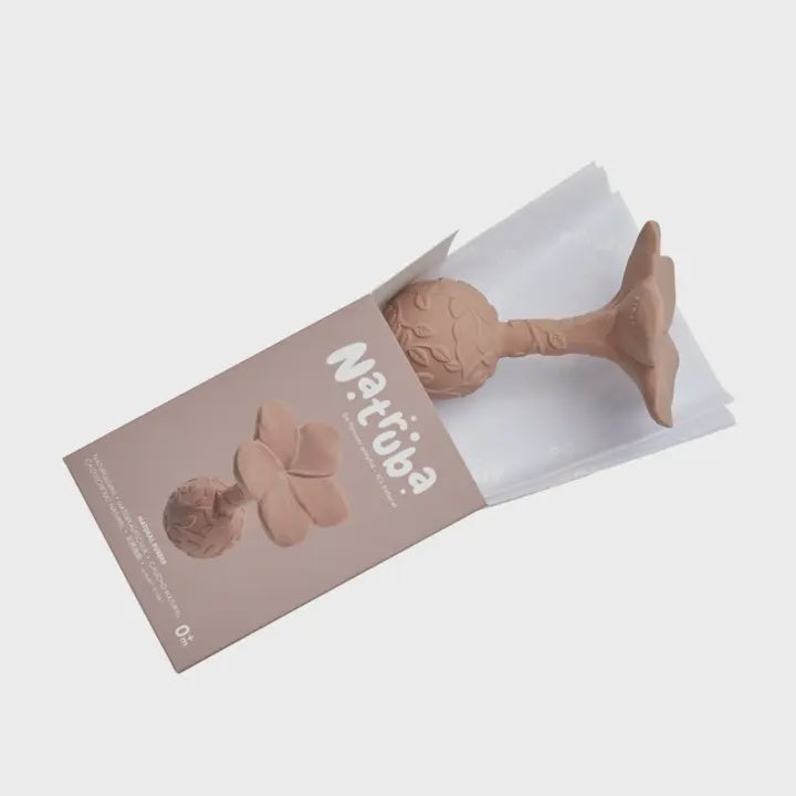 Natural Rubber Rattle Plumeria - Rose