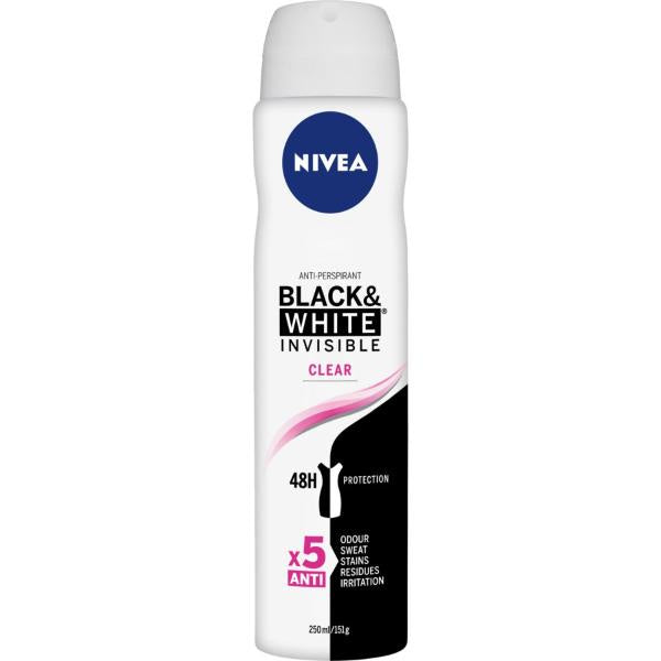 Nivea Anti-Perspirant Ladies Invisible Black & White Spray Deodorant 250ml