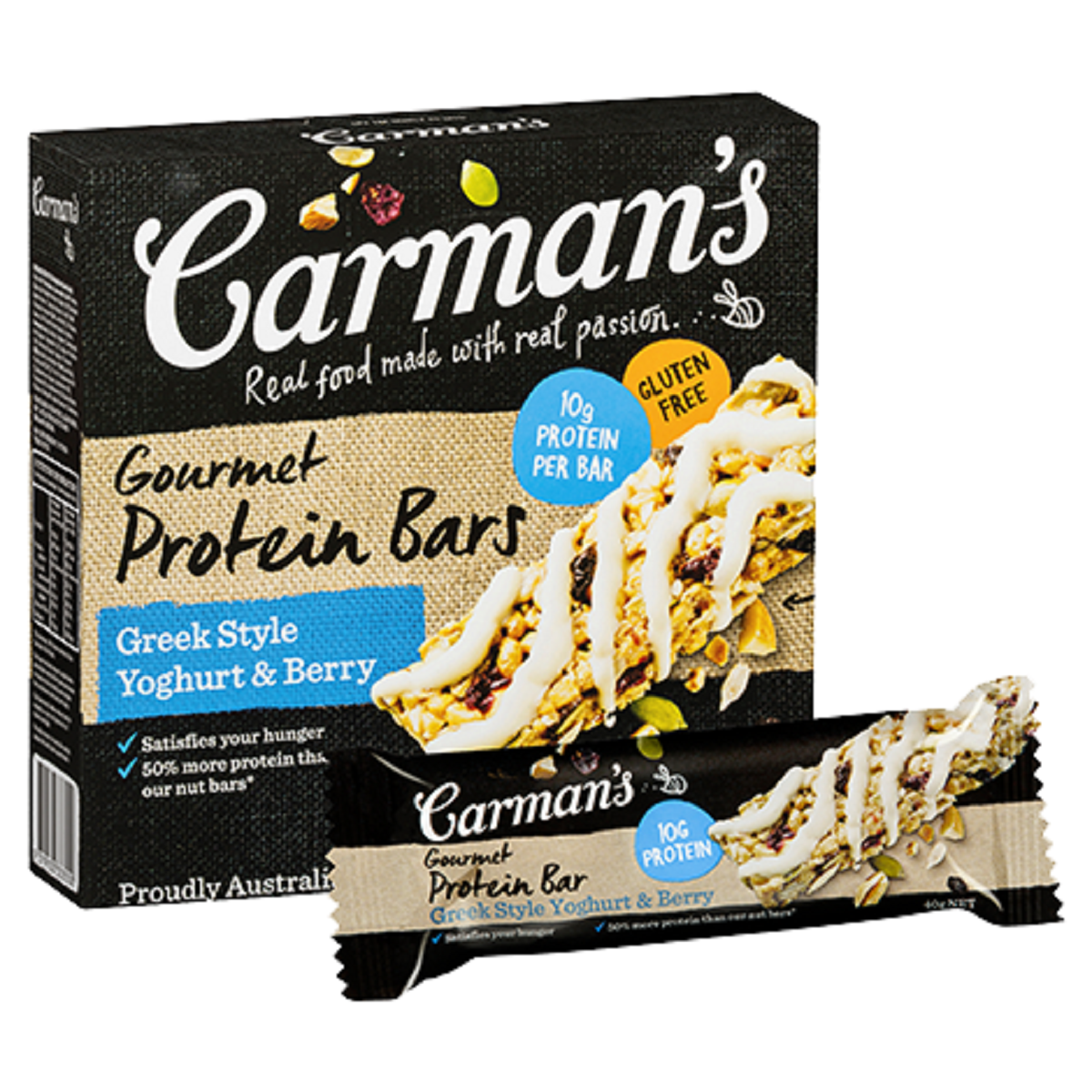 Carman's Greek Yoghurt & Berry Protein Bars 5pkt (GF)