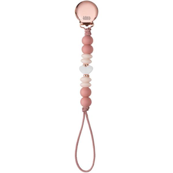 Adora Rosewood Heart Girls Pacifier Clip