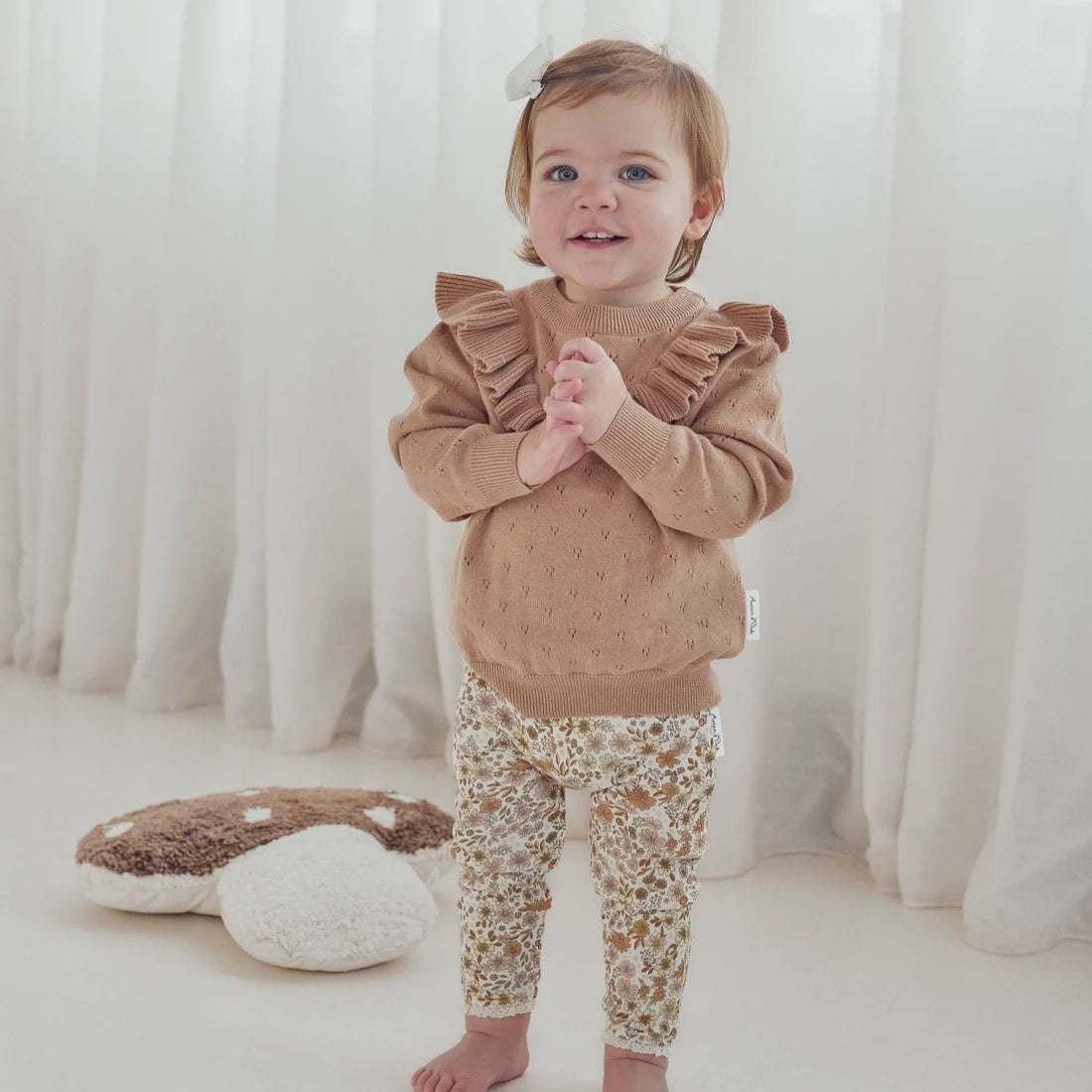 Aster & Oak Cocoa Ruffle Knit Jumper / 1yr