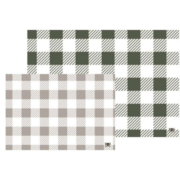 B&Y Green & Cashew Gingham Wax Paper - 20pc