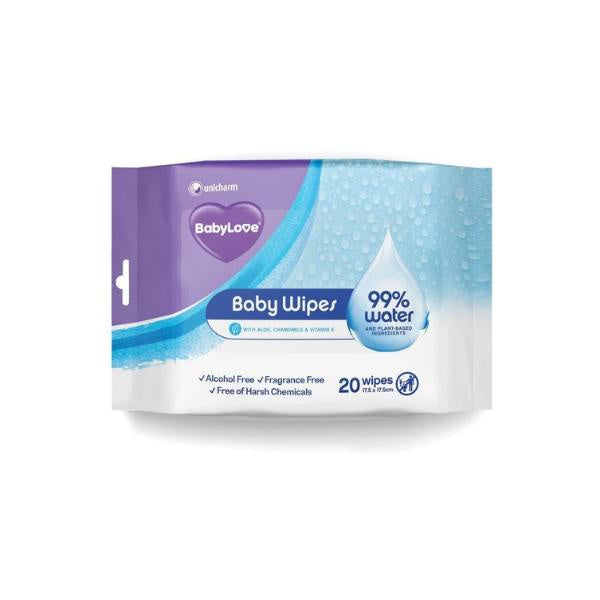 Babylove 99% Water Baby Wipes 20pk