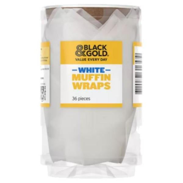 Black & Gold Muffin Wrap White 36pack