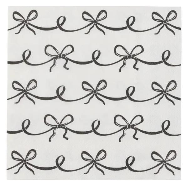 Bows Napkin Black/Ivory 3Ply 33cm 20pk