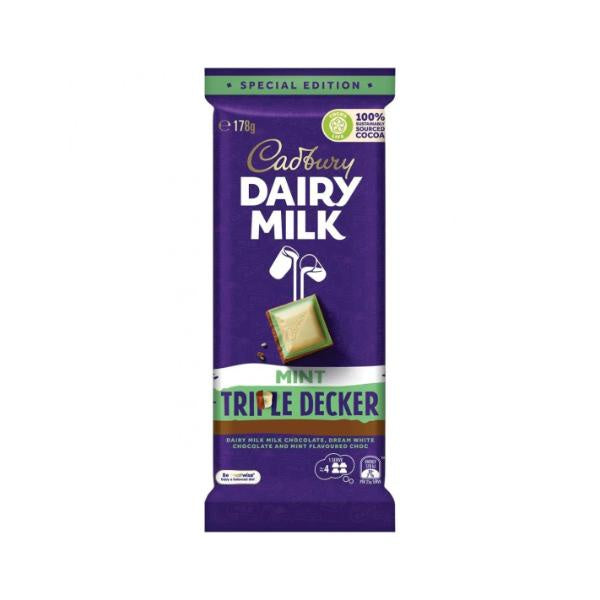 Cadbury Dairy Milk Mint Triple Decker Chocolate Block 178g