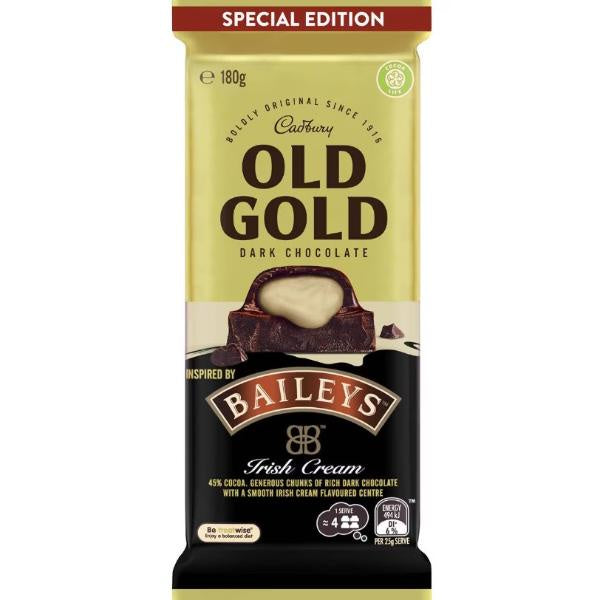 Cadbury Old Gold Bailey's Dark Chocolate Block 180g