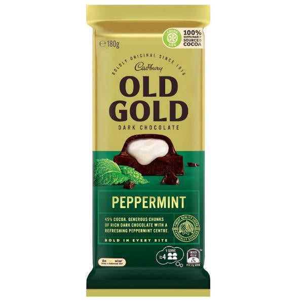 Cadbury Old Gold Peppermint Dark Chocolate Block 180g