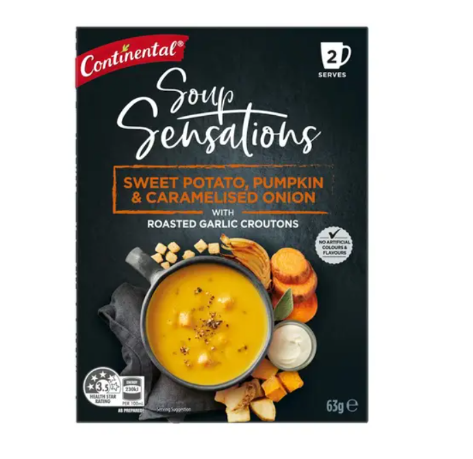 Continental Soup Sensations Sweet Potato, Pumpkin & Caramelised Onion with Roasted Garlic Croutons 63g