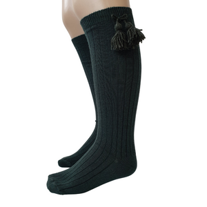 Carlomagno 2408 Ribbed Tassle Knee High Sock