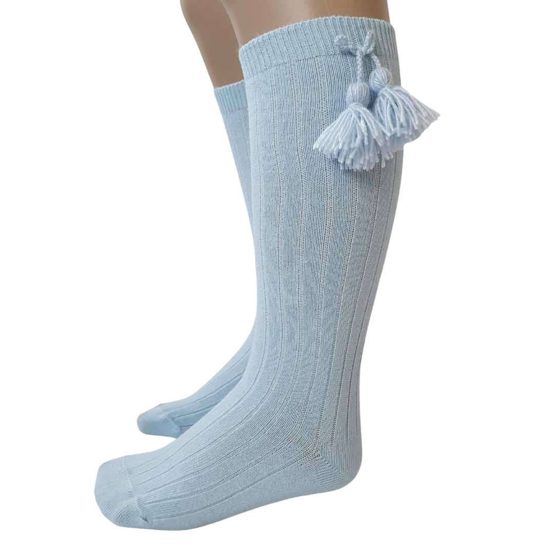 Carlomagno 2408 Ribbed Tassle Knee High Sock