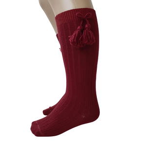 Carlomagno 2408 Ribbed Tassle Knee High Sock