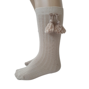 Carlomagno 2408 Ribbed Tassle Knee High Sock