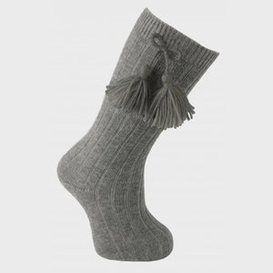 Carlomagno 2408 Ribbed Tassle Knee High Sock