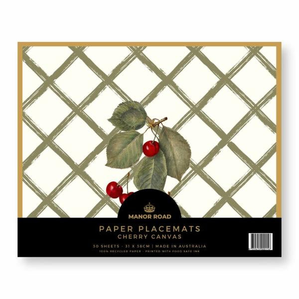 Cherry Canvas Paper Placemat Pad - 30 sheets