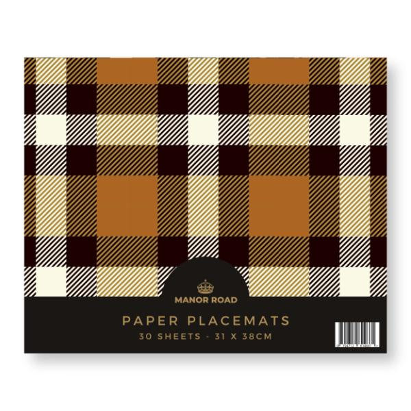 Classic Plaid Tan Paper Placemat Pad - 30 Sheets