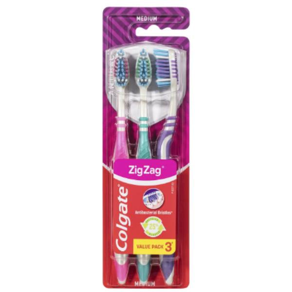 Colgate Zig Zag Flex Medium Toothbrush 3pk