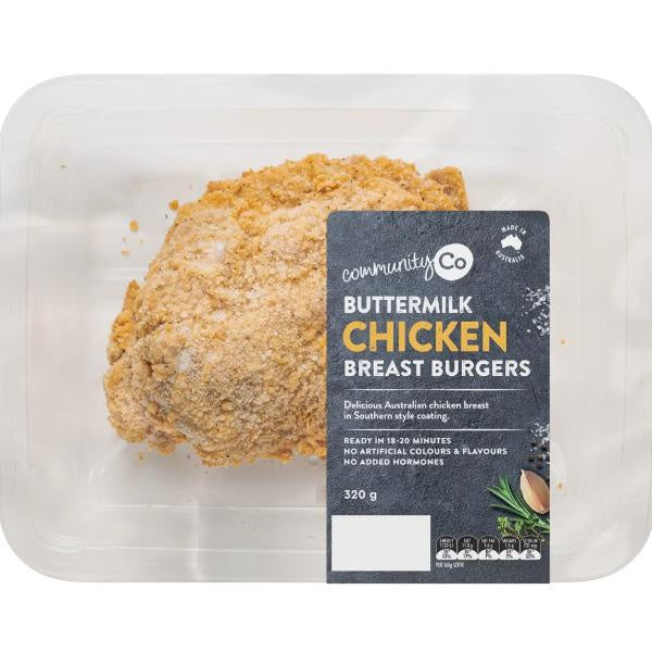 Community Co Buttermilk Chicken Breast Burgers 320g