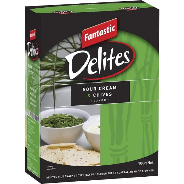 Fantastic Delites Curls Rice Snacks Sour Cream & Chives 80g