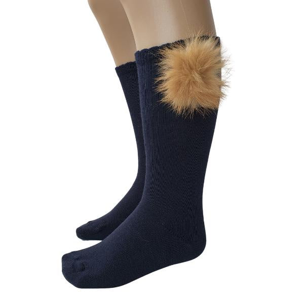 Carlomagno 2956 Fluff Pom Pom Knee High Sock