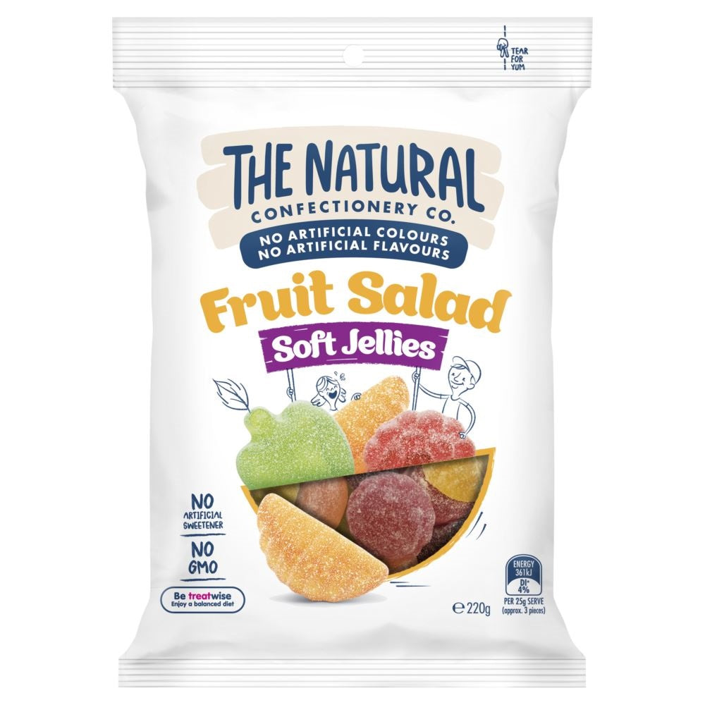 The Natural Confectionery Co Fruit Salad Soft Jellies 220g (Full Ctn  - 18 bags)