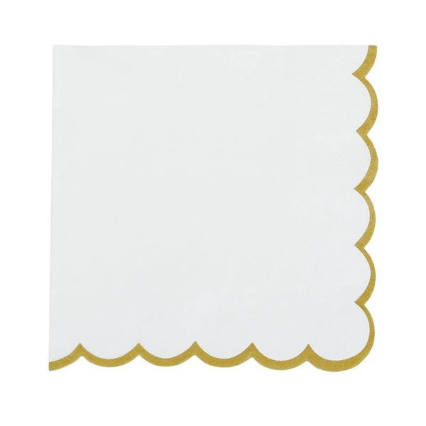 Halcyon White + Gold Paper Napkins 20pk