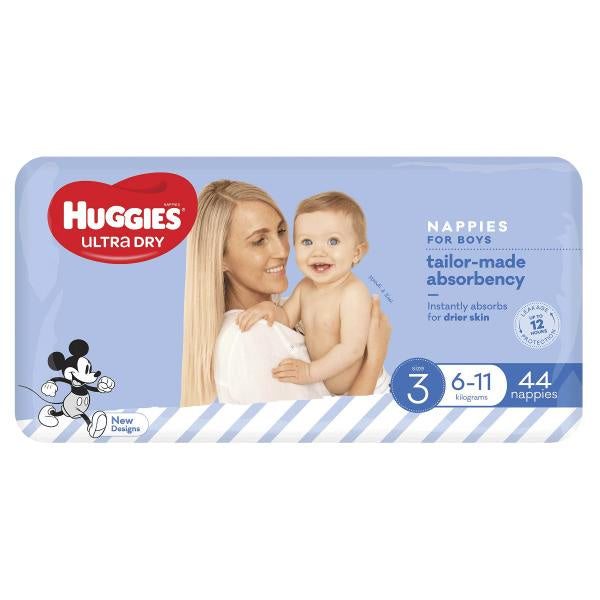 Huggies Ultra Dry Boys Nappies Crawler Size 3 6-11kg 44pk