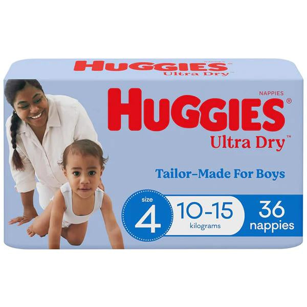 Huggies Ultra Dry Boys Nappies Toddler Size 4 10-15kg 36pk