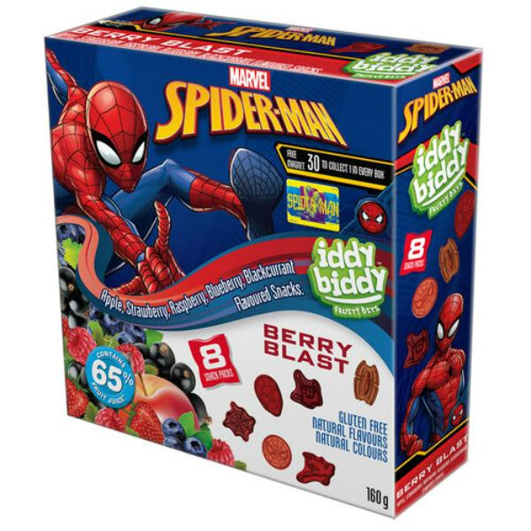 Iddy Biddy Spiderman Berry Blast 8 Snack Packs 160g