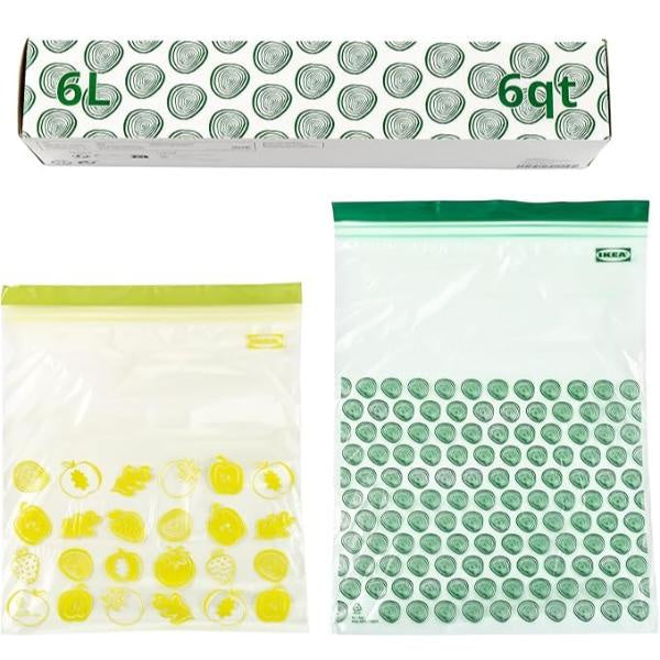 Istad Resealable Bag Patterned Green 4.5L & 6L 30pk