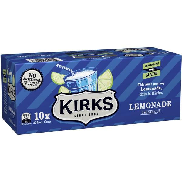 Kirks Lemonade Cans 375ml x 10pk