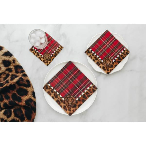 Leopard & Tartan Napkins - Dinner