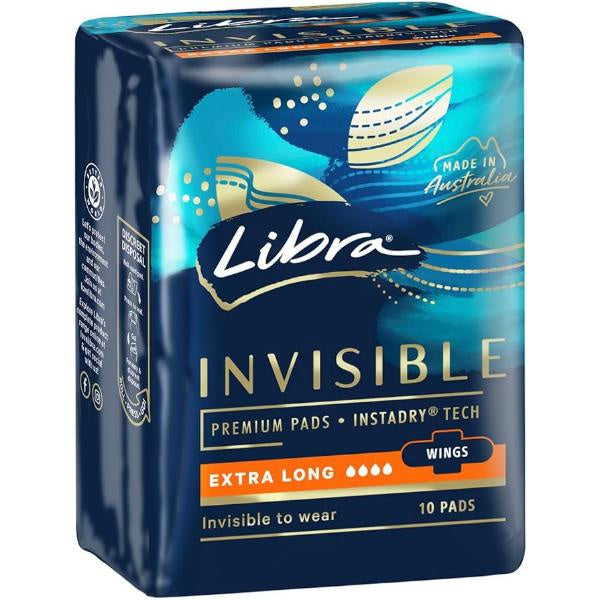 Libra Invisible Pads Extra Long With Wings 10pk