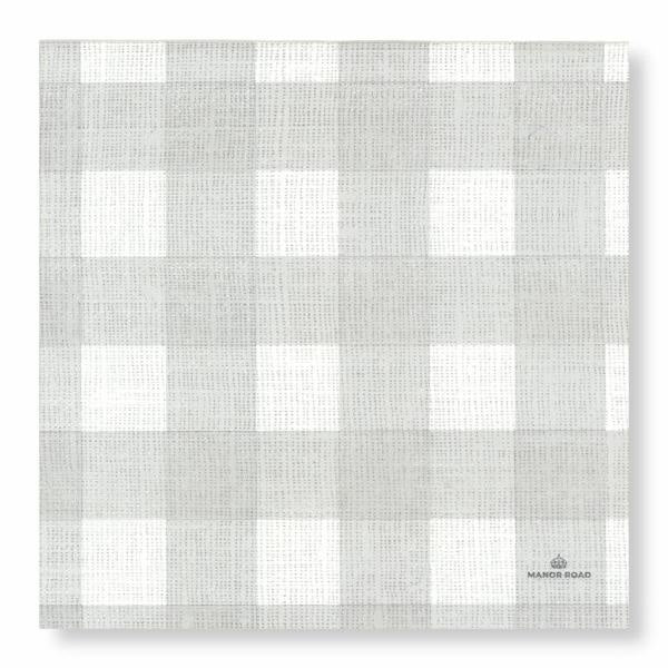 Linen Gingham Soft Grey Napkins - Dinner