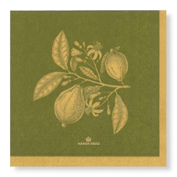 Lemon Green/Gold - Cocktail Napkin