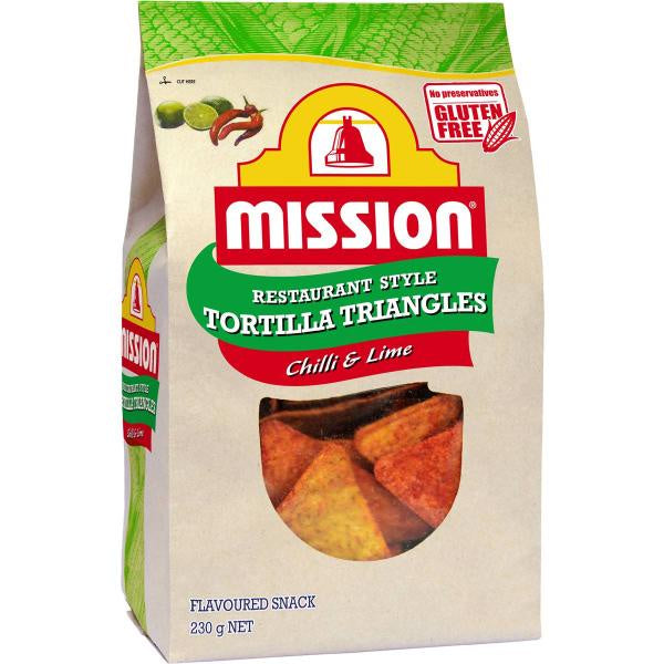 Mission Chilli & Lime Tortilla Triangles Corn Chips 230g