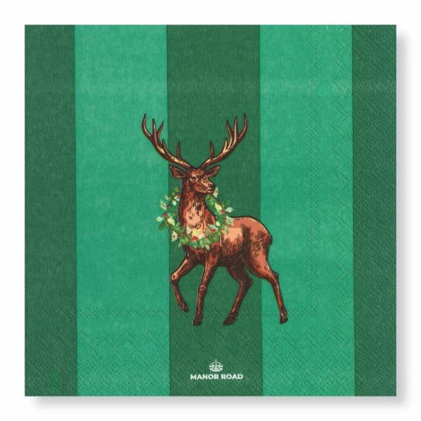 Mr Stag Green Napkins - Cocktail