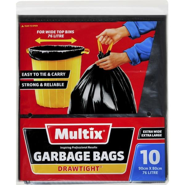 Multix Extra Large/Wide Drawtight Garbage Bag 76L 10pk