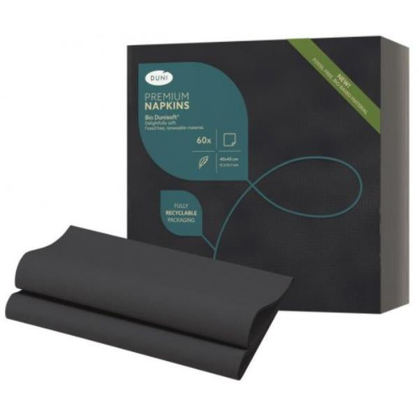 Napkin Dunisoft 40cm Black 1/4 Fold 60pk