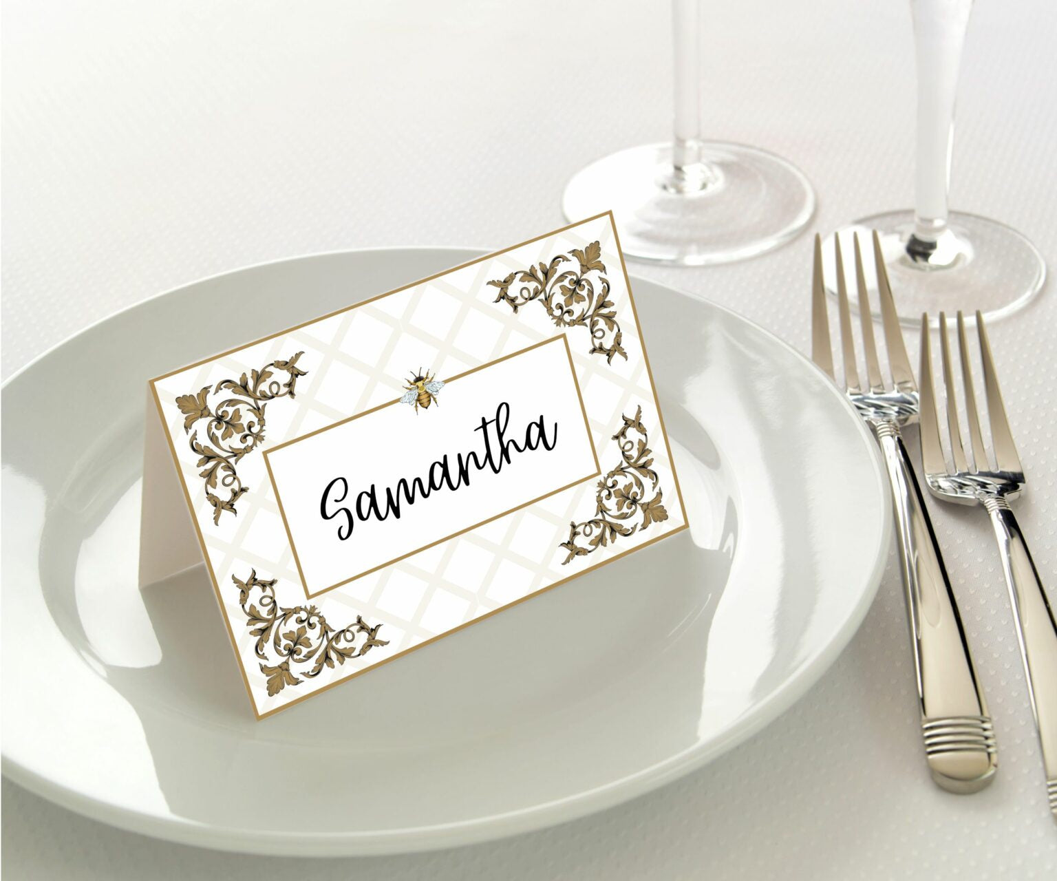 Ornamental Bee Paper Place Cards - 45 cards
