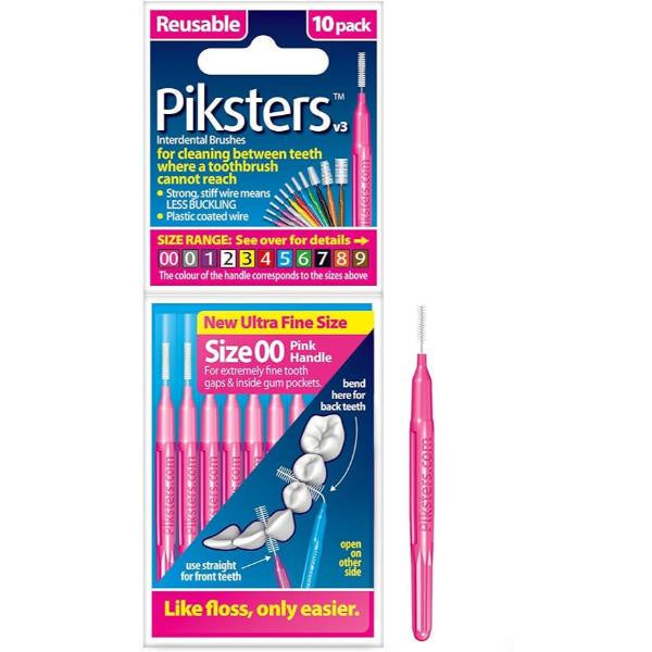 Piksters Interdental Brush Size 00 Pink 10pk