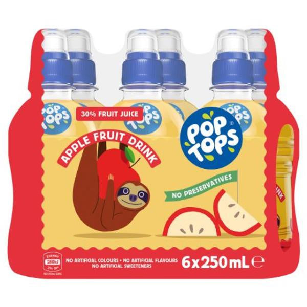 Pop Tops Fruit Drink Apple Juice 250ml x 6pk