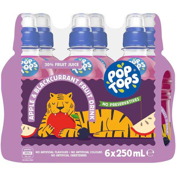 Pop Tops Fruit Drink Apple and Blackcurrant 250ml x  6pk