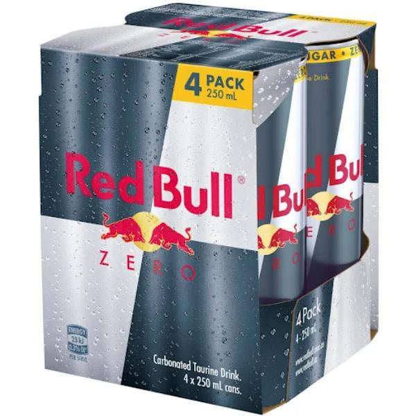 Red Bull 4 Pack x  250ml Zero Sugar