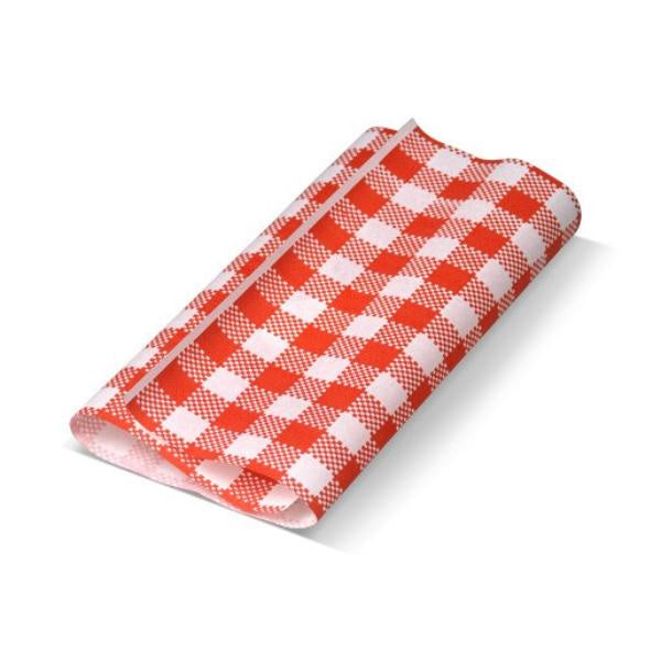 Red Gingham Printed Greaseproof Paper 200x300mm x 10pk