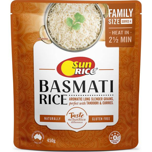 Sun Rice Microwave Indian Aromatic Basmati Rice 450g