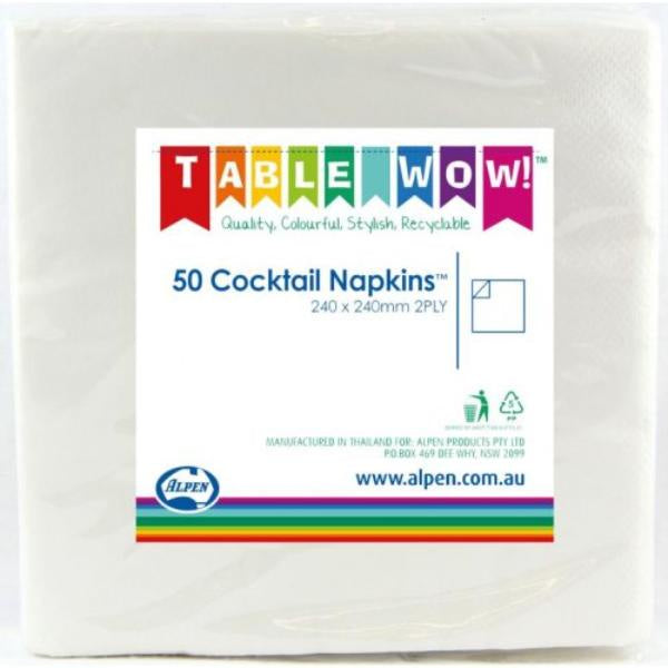 Table Wow! Cocktail Napkins - White