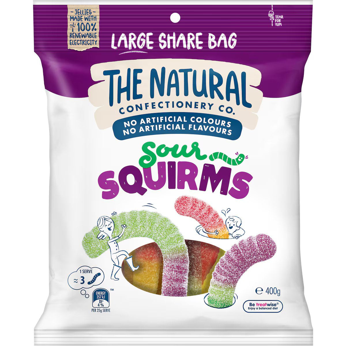 The Natural Confectionery Co Sour Squirms 400g