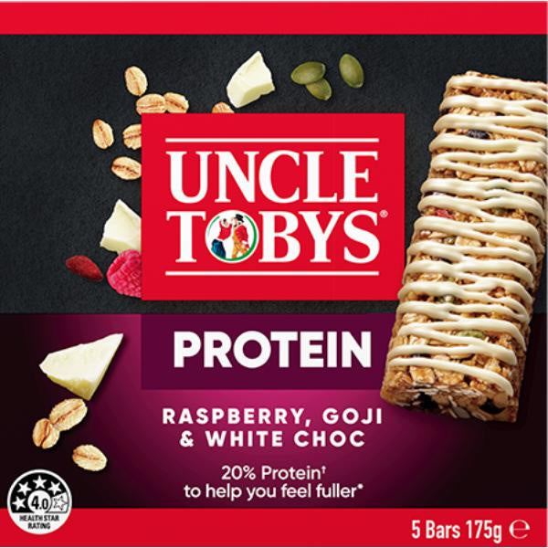 Uncle Toby's Protein Museli Bars Raspberry, Goji & White Chocolate 5 pk